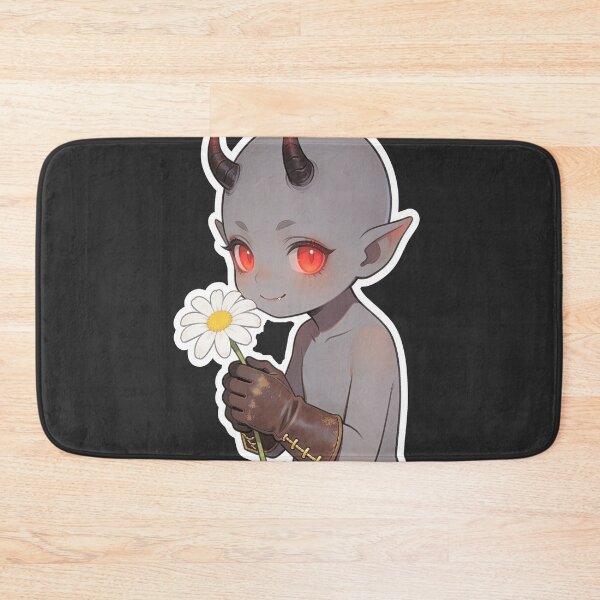 Item preview, Cute Baby Demon Holding Daisy – Gothic Kawaii Fantasy Art designed and sold by OksArtStudio.