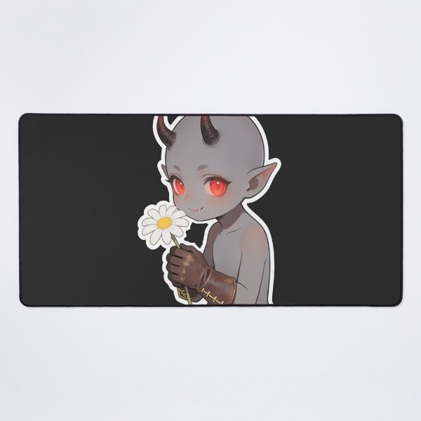 Item preview, Cute Baby Demon Holding Daisy – Gothic Kawaii Fantasy Art designed and sold by OksArtStudio.