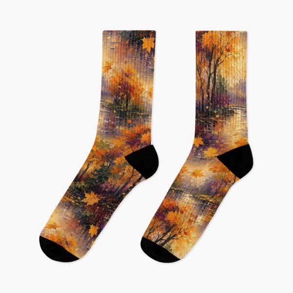 Item preview, Impressionist Oil Painting Autumn Leaf Pattern designed and sold by Thai Vibe Studio.
