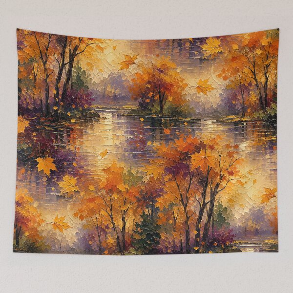Item preview, Impressionist Oil Painting Autumn Leaf Pattern designed and sold by Thai Vibe Studio.