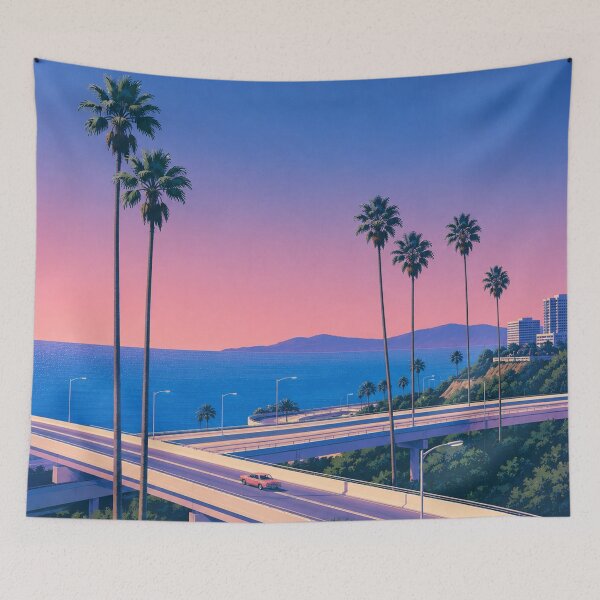 Item preview, Vaporwave Palm Tree Highway designed and sold by jordanelucas.