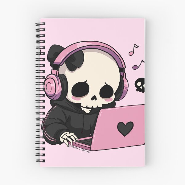 Aperçu de l'œuvre Un squelette mignon écoute de la musique créée et vendue par Moody Critters.