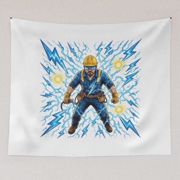 Item preview, Electrician surrounded by lightning bolts designed and sold by DVerse Studio.