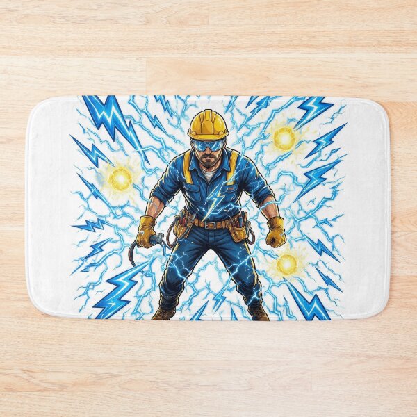 Item preview, Electrician surrounded by lightning bolts designed and sold by DVerse Studio.