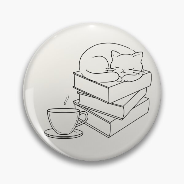 Artikelvorschau, Cozy Reading Cat - Cozy cat on a stack of books line art entworfen und verkauft von CreationSpace3005.