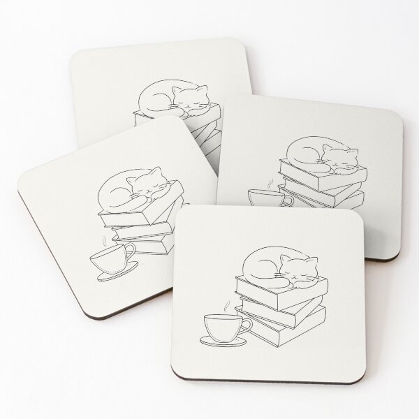 Item preview, Cozy Reading Cat - Cozy cat on a stack of books line art designed and sold by CreationSpace3005.