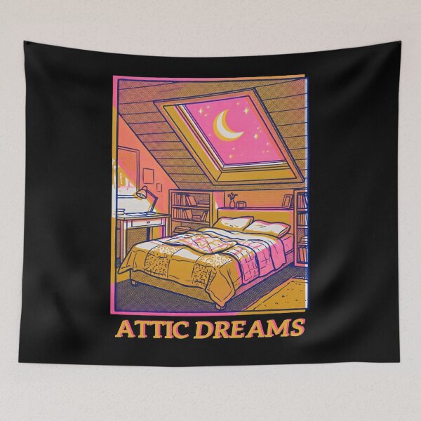 Item preview, Cozy Attic Bedroom Dreamy Night Illustration designed and sold by FEBRICAST.