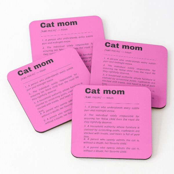 Item preview, Cat Mom Dictionary Definition Quote \\ pink and black designed and sold by Laysa Kaline.