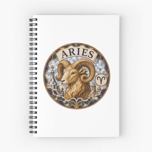 Item preview, Aries Zodiac Ram Mosaic Emblem — Ornate Astrological Sign with Golden Ram Head and Decorative Tiles designed and sold by portokalis.