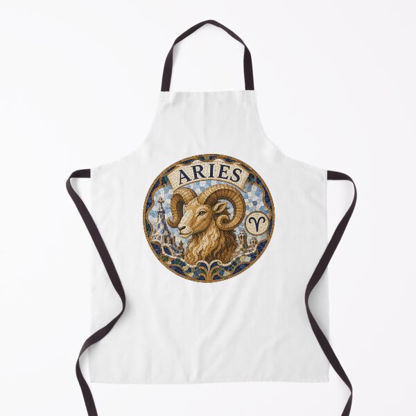Item preview, Aries Zodiac Ram Mosaic Emblem — Ornate Astrological Sign with Golden Ram Head and Decorative Tiles designed and sold by portokalis.