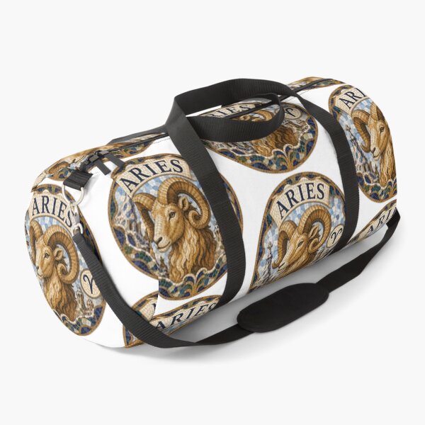 Item preview, Aries Zodiac Ram Mosaic Emblem — Ornate Astrological Sign with Golden Ram Head and Decorative Tiles designed and sold by portokalis.