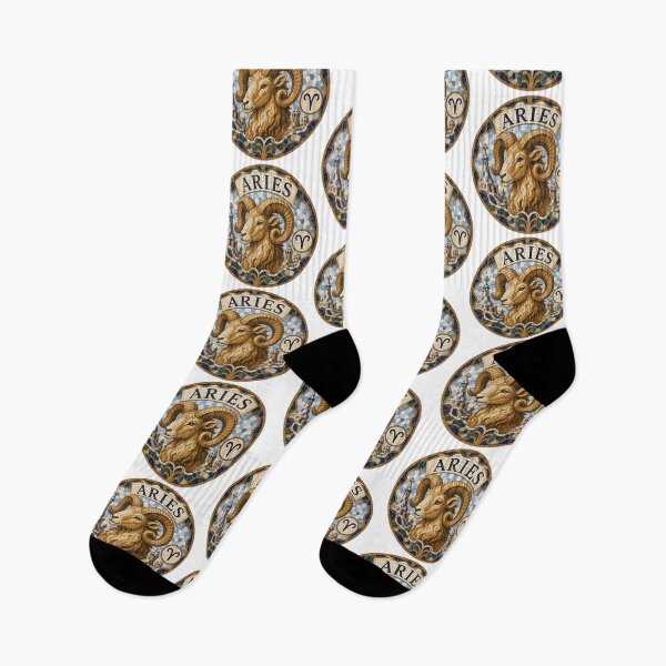 Item preview, Aries Zodiac Ram Mosaic Emblem — Ornate Astrological Sign with Golden Ram Head and Decorative Tiles designed and sold by portokalis.