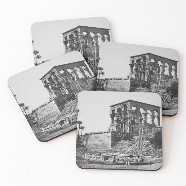 Item preview, Vintage 1858 Nile River, The Hypaethral Temple, Philae Egypt black and white fine art photograph by Francis Frith designed and sold by Astrid Arkhangelsky.