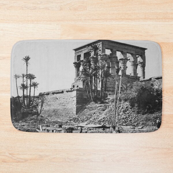 Item preview, Vintage 1858 Nile River, The Hypaethral Temple, Philae Egypt black and white fine art photograph by Francis Frith designed and sold by Astrid Arkhangelsky.