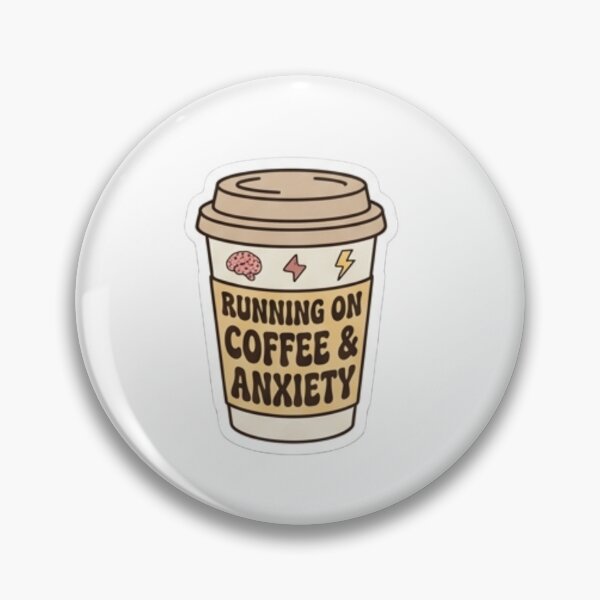 Item preview, "Running On Coffee & Anxiety" – Cute takeaway coffee cup illustration with groovy font. designed and sold by littleearty.