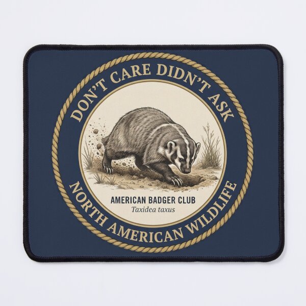 Item preview, Don't Care Didn't Ask Badger Humor Badge designed and sold by CalmCapy Co.