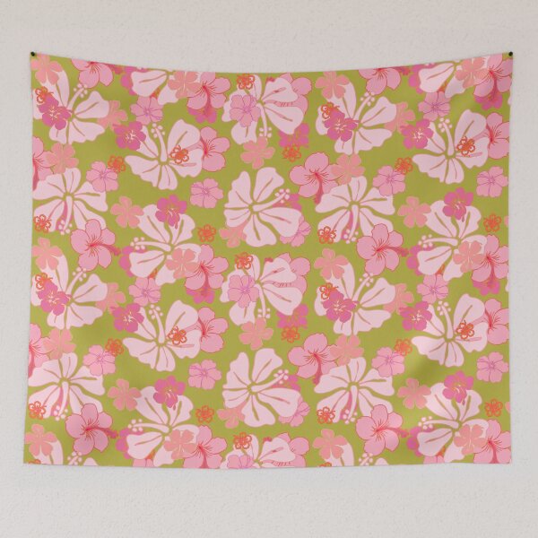 Item preview, Vintage Pua Aloalo - Pink and Green designed and sold by Hānau Hou.