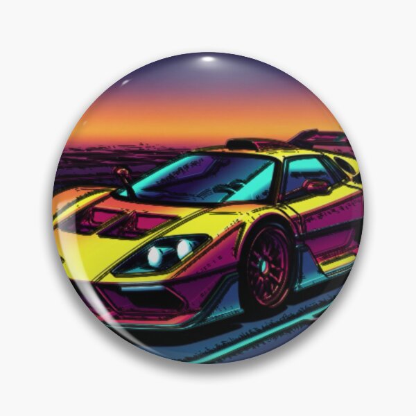 Item preview, Retro Synthwave Supercar Sunset | Neon Vaporwave Sports Car | Outrun Aesthetic | Futuristic Car Wall Art designed and sold by Nexus Space.