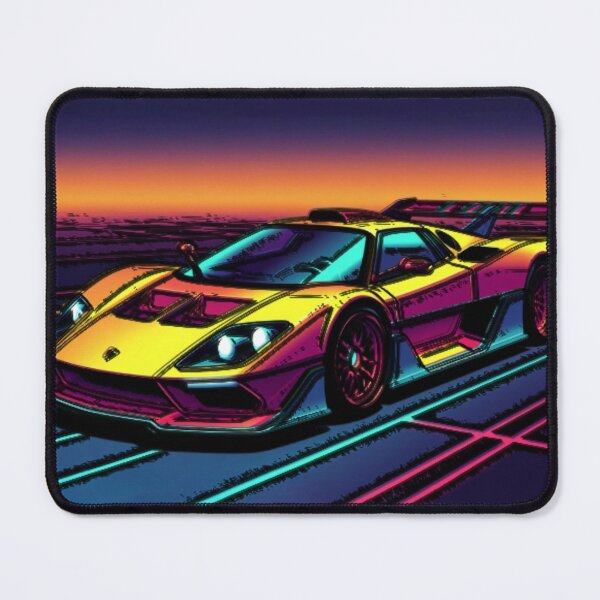 Item preview, Retro Synthwave Supercar Sunset | Neon Vaporwave Sports Car | Outrun Aesthetic | Futuristic Car Wall Art designed and sold by Nexus Space.