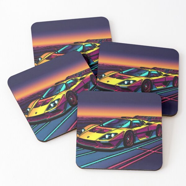 Item preview, Retro Synthwave Supercar Sunset | Neon Vaporwave Sports Car | Outrun Aesthetic | Futuristic Car Wall Art designed and sold by Nexus Space.