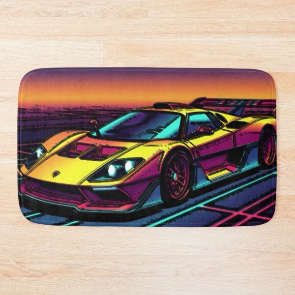 Item preview, Retro Synthwave Supercar Sunset | Neon Vaporwave Sports Car | Outrun Aesthetic | Futuristic Car Wall Art designed and sold by Nexus Space.