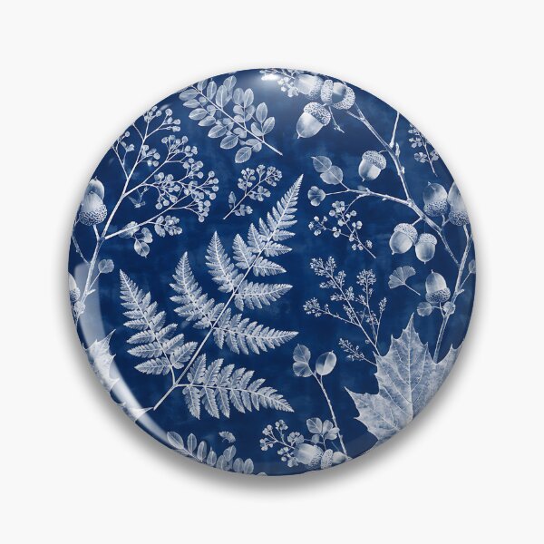 Item preview, Vintage Cyanotype Autumn Botanical Leaf Pattern designed and sold by Thai Vibe Studio.