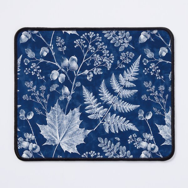 Item preview, Vintage Cyanotype Autumn Botanical Leaf Pattern designed and sold by Thai Vibe Studio.
