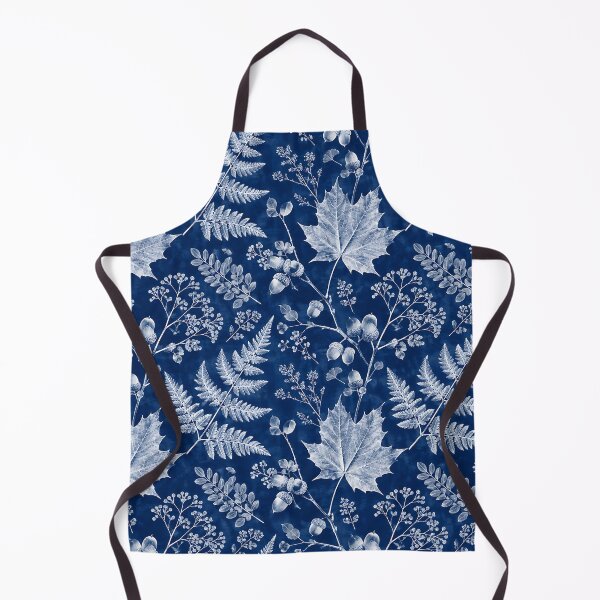 Item preview, Vintage Cyanotype Autumn Botanical Leaf Pattern designed and sold by Thai Vibe Studio.