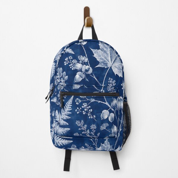 Item preview, Vintage Cyanotype Autumn Botanical Leaf Pattern designed and sold by Thai Vibe Studio.