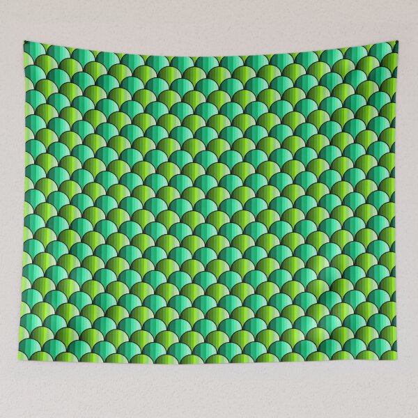Item preview, Modern Green Art Deco Scallop Seamless Pattern designed and sold by Aries Creation Store.