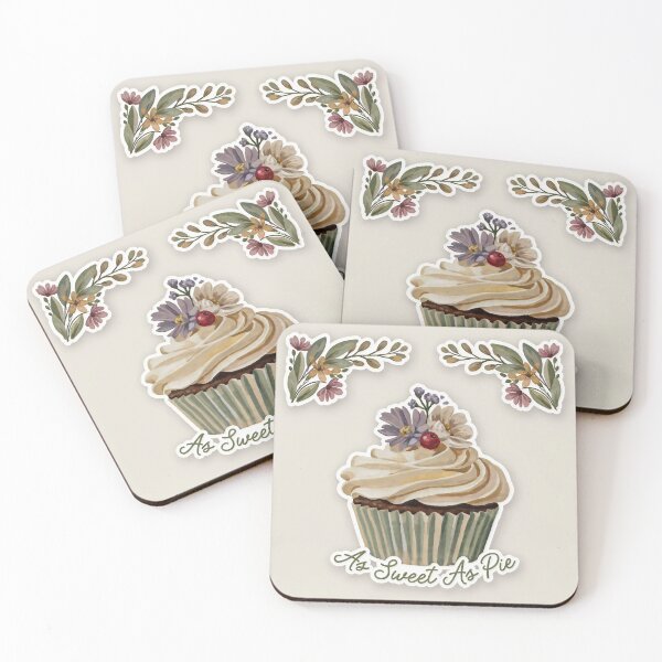 Item preview, Cottagecore Strawberry Cupcake Watercolor Florals designed and sold by C-Plus-Home.