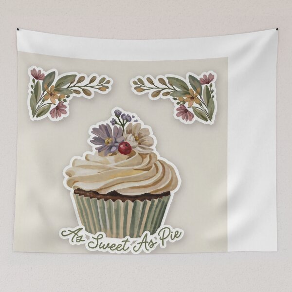 Item preview, Cottagecore Strawberry Cupcake Watercolor Florals designed and sold by C-Plus-Home.