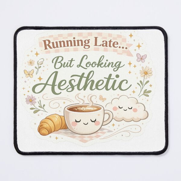 Item preview, Running Late But Looking Aesthetic | Funny Coquette Quote | Cute Coffee Minimalist Sticker Design designed and sold by Trendykunnu.