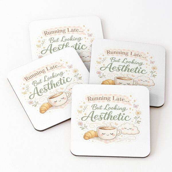 Item preview, Running Late But Looking Aesthetic | Funny Coquette Quote | Cute Coffee Minimalist Sticker Design designed and sold by Trendykunnu.