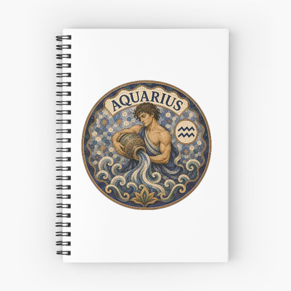 Item preview, Aquarius Zodiac Mosaic Water-Bearer Emblem — Classical Astrology Sign Decorative Round Tile Art designed and sold by portokalis.