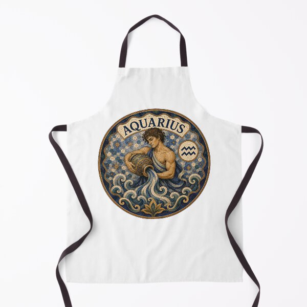 Item preview, Aquarius Zodiac Mosaic Water-Bearer Emblem — Classical Astrology Sign Decorative Round Tile Art designed and sold by portokalis.