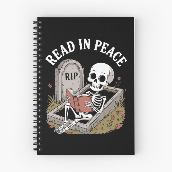 Item preview, Read In Peace Skeleton Graphic - Funny Book Lover Skeleton Reading in Coffin Vector designed and sold by GrimNest.