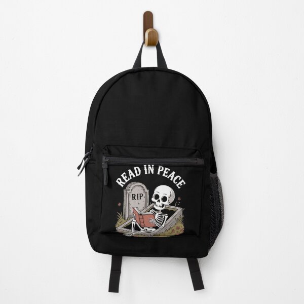 Item preview, Read In Peace Skeleton Graphic - Funny Book Lover Skeleton Reading in Coffin Vector designed and sold by GrimNest.