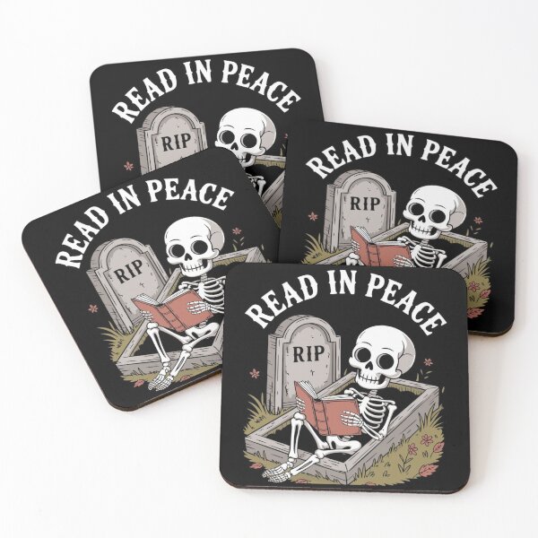 Item preview, Read In Peace Skeleton Graphic - Funny Book Lover Skeleton Reading in Coffin Vector designed and sold by GrimNest.