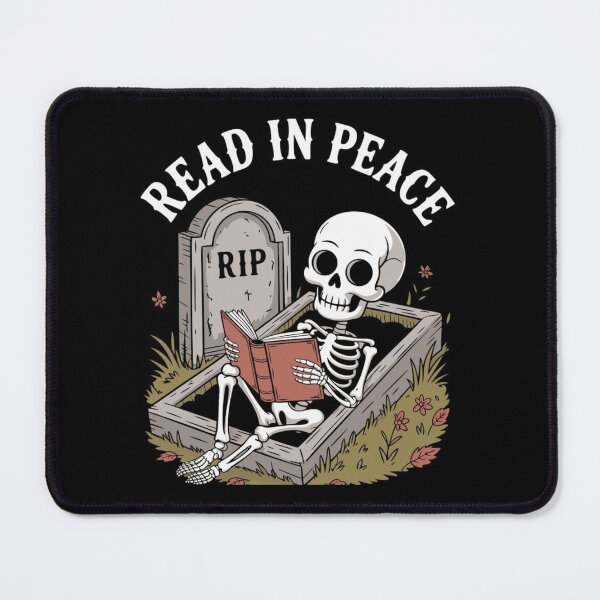 Item preview, Read In Peace Skeleton Graphic - Funny Book Lover Skeleton Reading in Coffin Vector designed and sold by GrimNest.