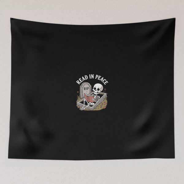 Item preview, Read In Peace Skeleton Graphic - Funny Book Lover Skeleton Reading in Coffin Vector designed and sold by GrimNest.