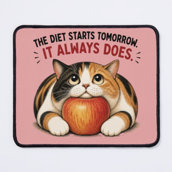 Item preview, Funny Chubby Cat Diet Quote - The Diet Starts Tomorrow designed and sold by SammyMorry.