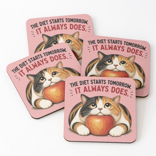 Item preview, Funny Chubby Cat Diet Quote - The Diet Starts Tomorrow designed and sold by SammyMorry.