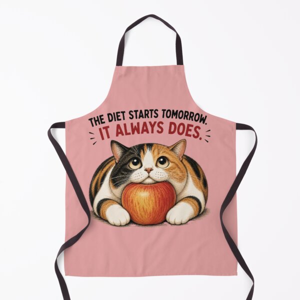 Item preview, Funny Chubby Cat Diet Quote - The Diet Starts Tomorrow designed and sold by SammyMorry.
