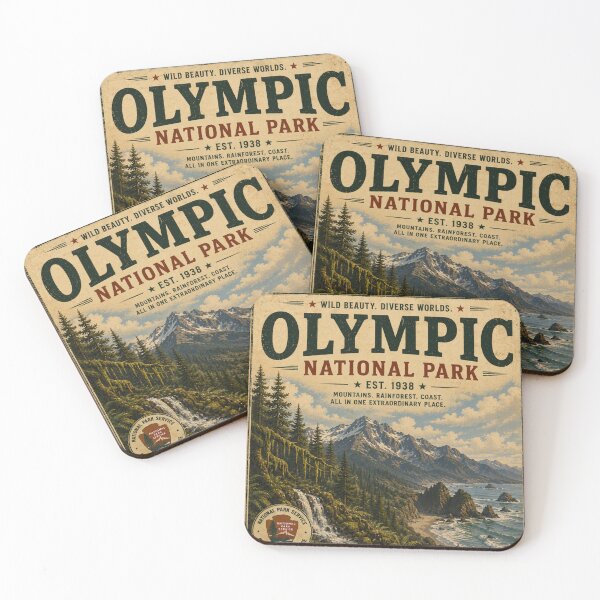 Item preview, Olympic National Park Vintage Travel Poster designed and sold by SlanPOD.