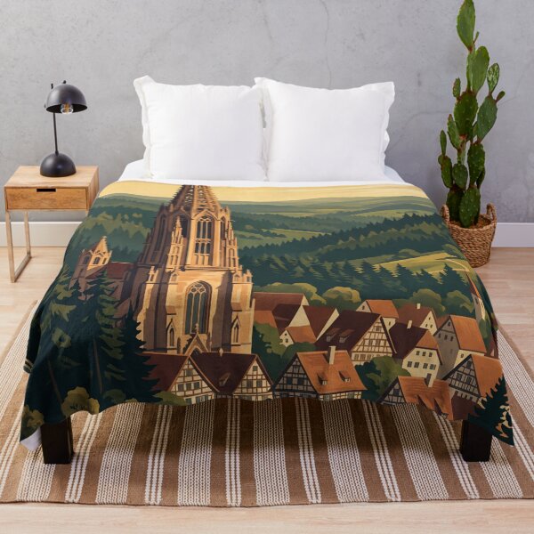 Item preview, Black Forest Germany Vintage Travel Poster – Gothic Church & Alpine Village Art designed and sold by Bomax121.