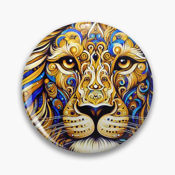 Item preview, Elegant Royalty: Lion's Face In Golden and Blue designed and sold by DEC02.