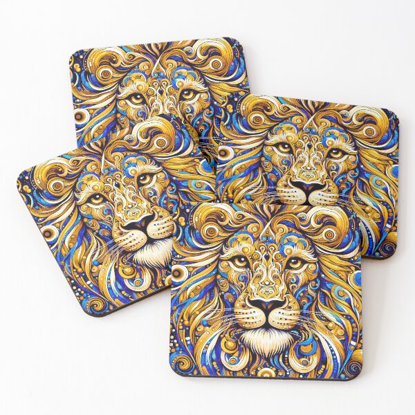 Item preview, Elegant Royalty: Lion's Face In Golden and Blue designed and sold by DEC02.