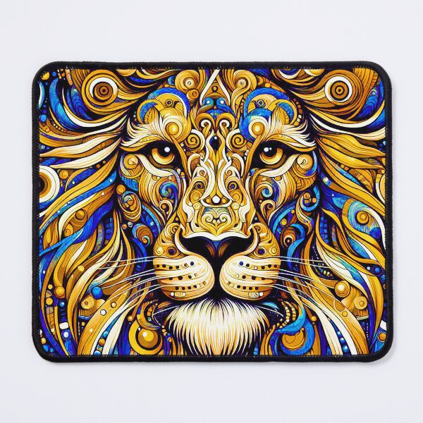 Item preview, Elegant Royalty: Lion's Face In Golden and Blue designed and sold by DEC02.