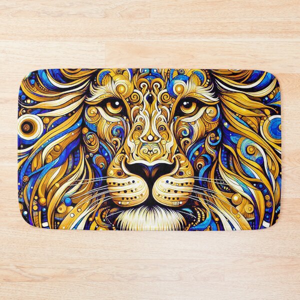 Item preview, Elegant Royalty: Lion's Face In Golden and Blue designed and sold by DEC02.